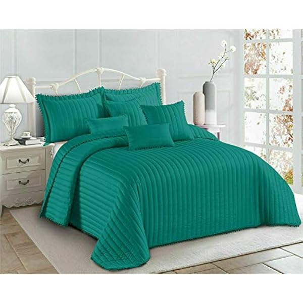 2 Piece Quilted Bedspread Embossed Pattern Comforter Bedding Set Bed Throw with 1 Pillow Sham