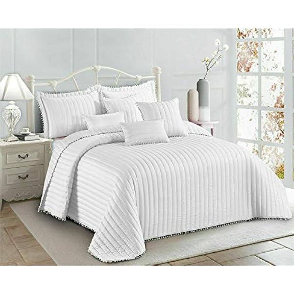 2 Piece Quilted Bedspread Embossed Pattern Comforter Bedding Set Bed Throw with 1 Pillow Sham