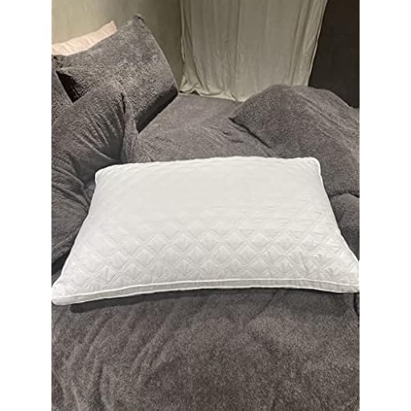 Extra Filled Quilted Pillow for Bed Soft Hollow-Fiber Hotel Pillows Supports Neck, Arm and Side Sleepers