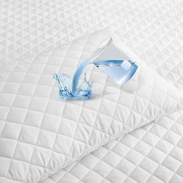 100% Waterproof Quilted Pillow Protectors with Zipper Closure - Ultra Soft Waterproof Pillowcases, Breathable Microfiber Pillow Covers