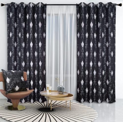 Richmond Curtains for Living Room Ring Top Jacquard Curtains Fully Lined Modern Panels Eyelet Curtains for Bedroom with Tie Backs
