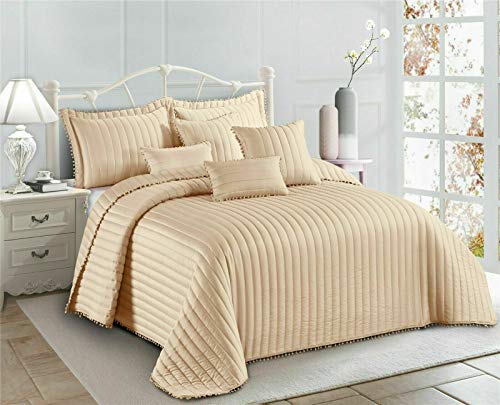 3 Piece Quilted Bedspread Embossed Pattern Comforter Bedding Set Bed Throw with Pillow Shams