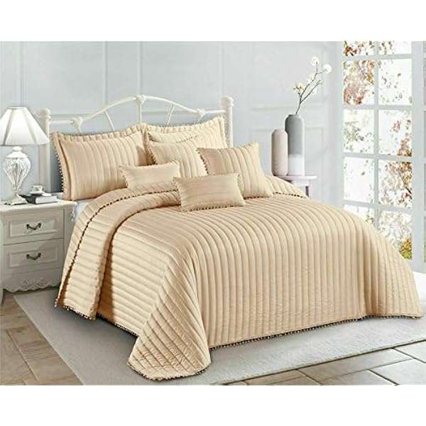 3 Piece Quilted Bedspread Embossed Pattern Comforter Bedding Set Bed Throw with Pillow Shams