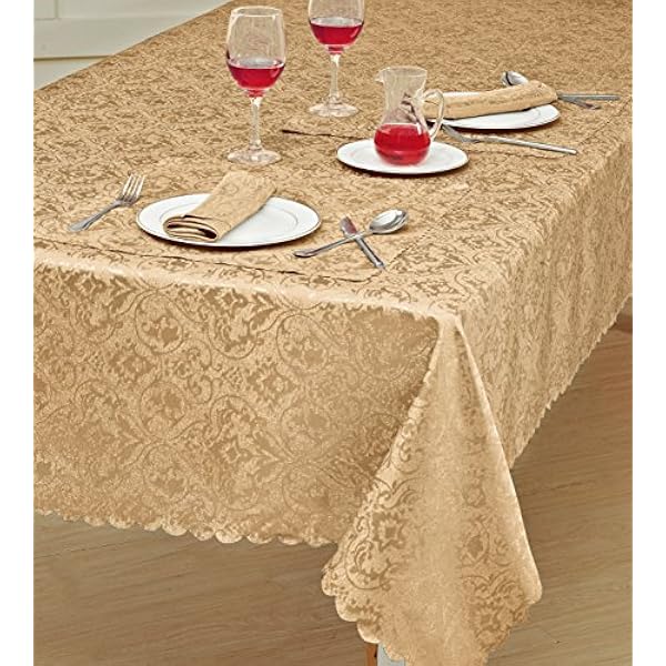 Home Decorative Classic Damask Printed Jacquard Tablecloth Rectangle Round Runner Napkin Table Cover Cloth Protector for Kitchen Picnic