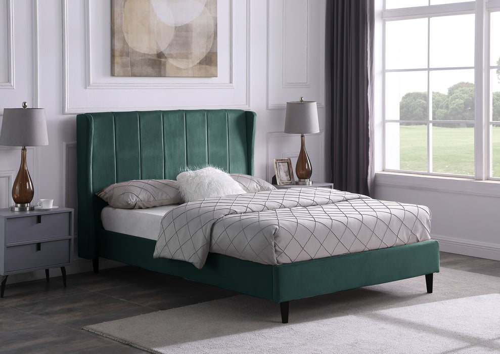 Amelia 4'6" Bed Green Velvet Fabric