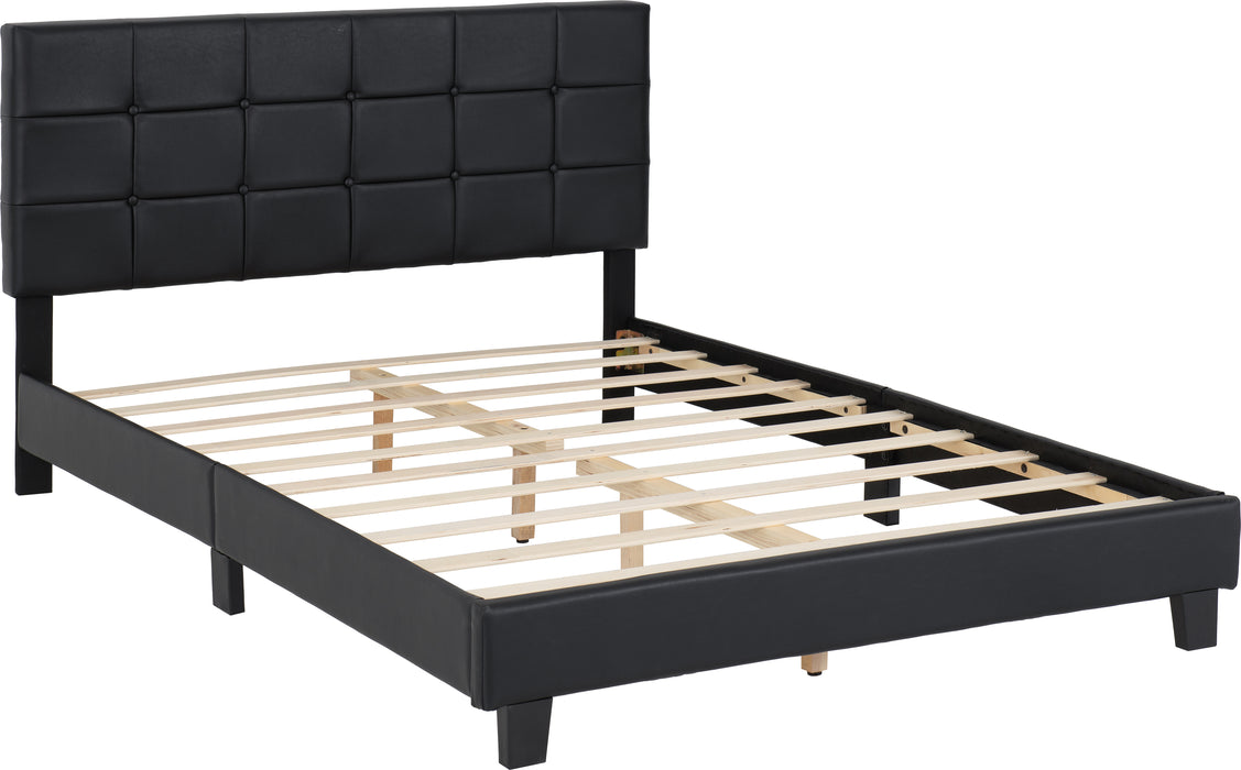 Arran 4'6" Bed Black Faux Leather