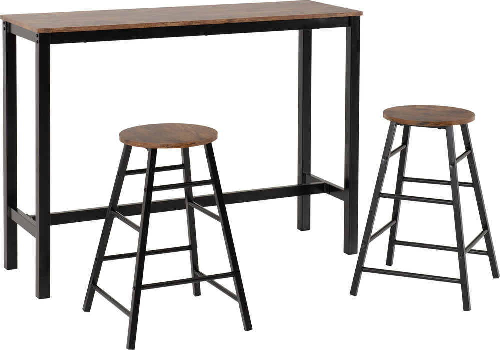 Athens Breakfast Bar Set Acacia Effect/Black