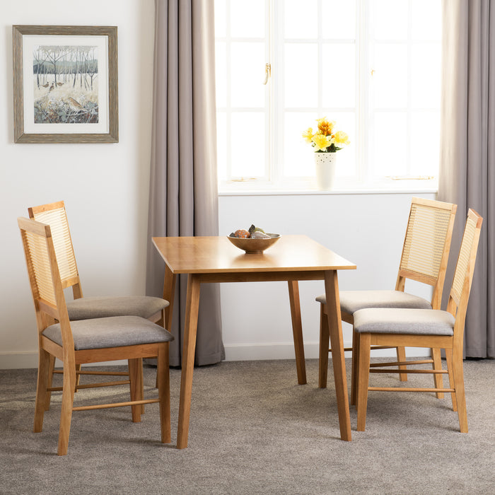 Austin & Ellis 1+4 Dining Set Oak Effect/Grey Fabric
