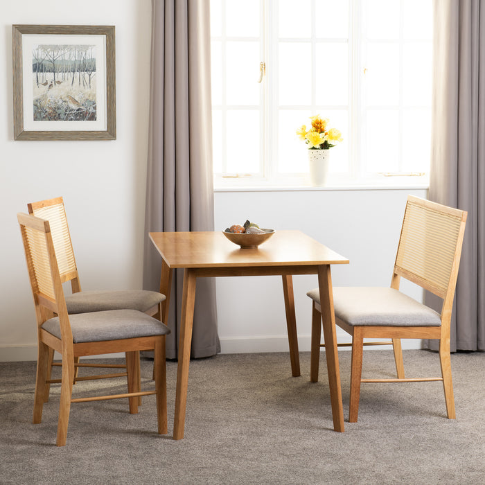 Austin & Ellis Dining Bench Set (2 Chairs) Oak Effect/Grey Fabric