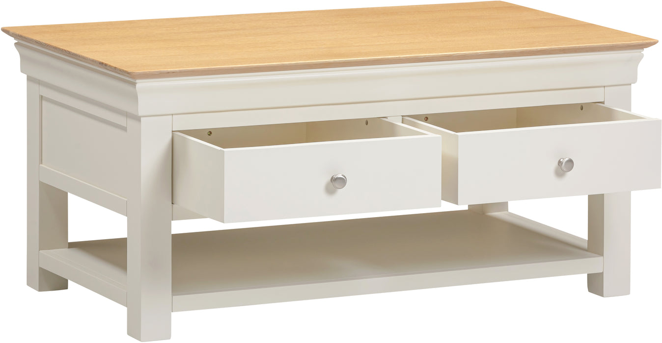 Bordeaux 2 Drawer Coffee Table Ivory/Oak