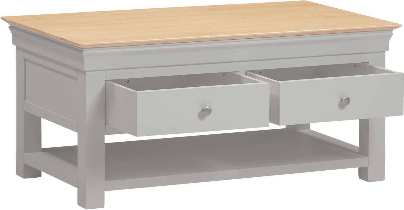Bordeaux 2 Drawer Coffee Table Pebble Grey/Oak