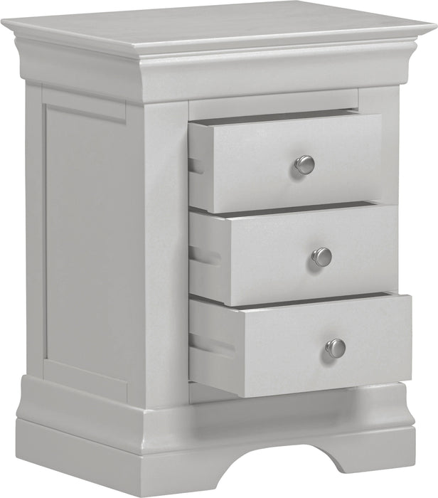 Bordeaux 3 Drawer Bedside Pebble Grey
