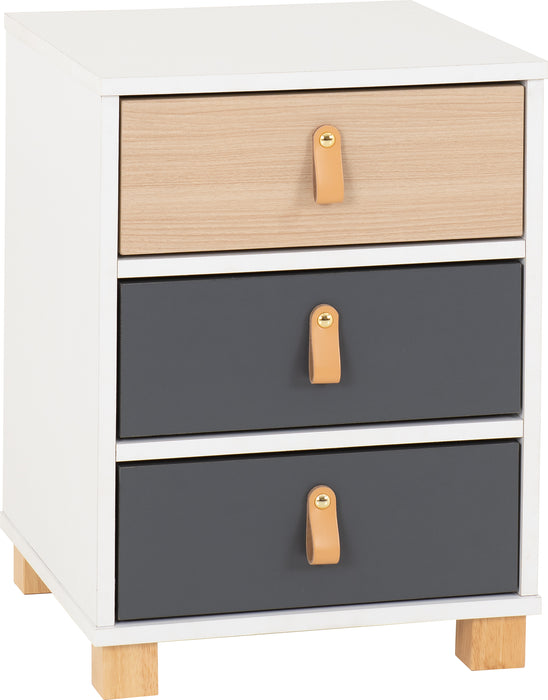 Brooklyn 3 Drawer Bedside Oak Effect/Grey