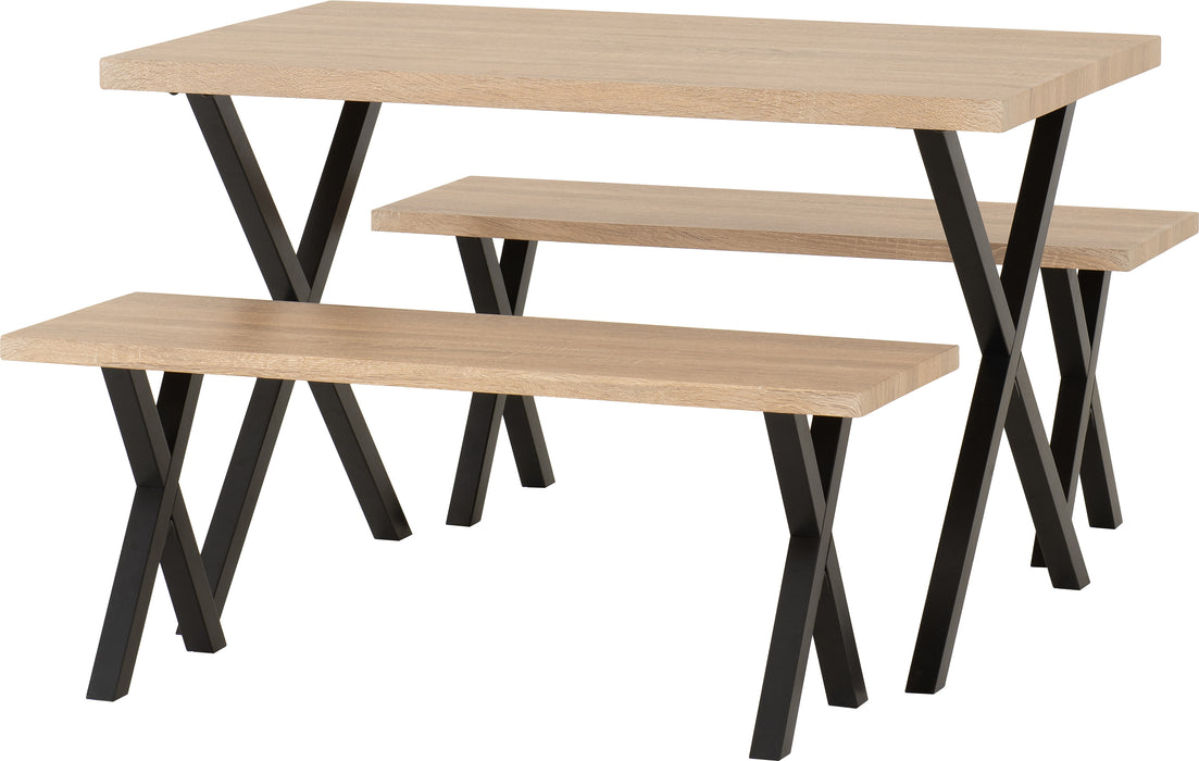 Buxton Dining Bench Set Light Oak Effect/Black