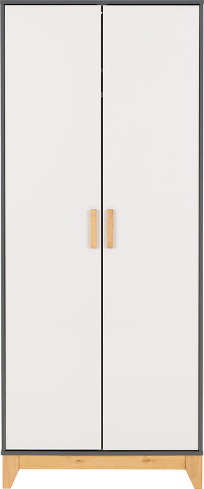 Cleveland 2 Door Wardrobe White/Grey Metal Effect