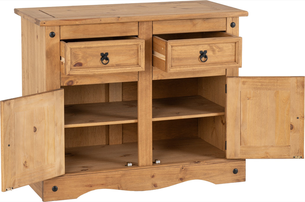 Corona 2 Door 2 Drawer Sideboard Distressed Waxed Pine