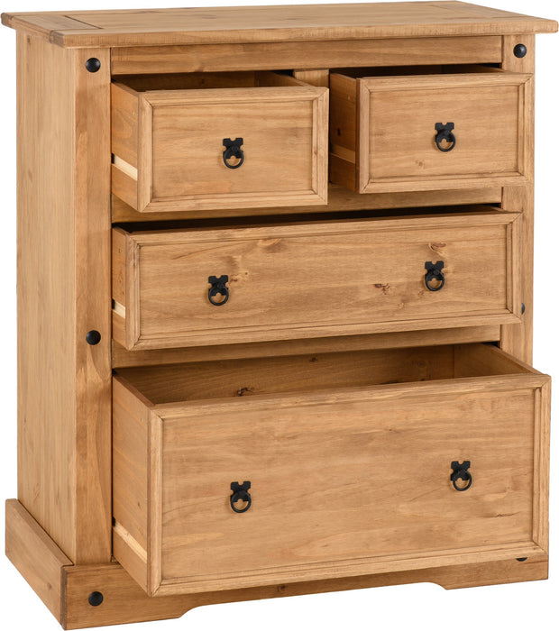 Corona 2+2 Drawer Chest Distressed Waxed Pine