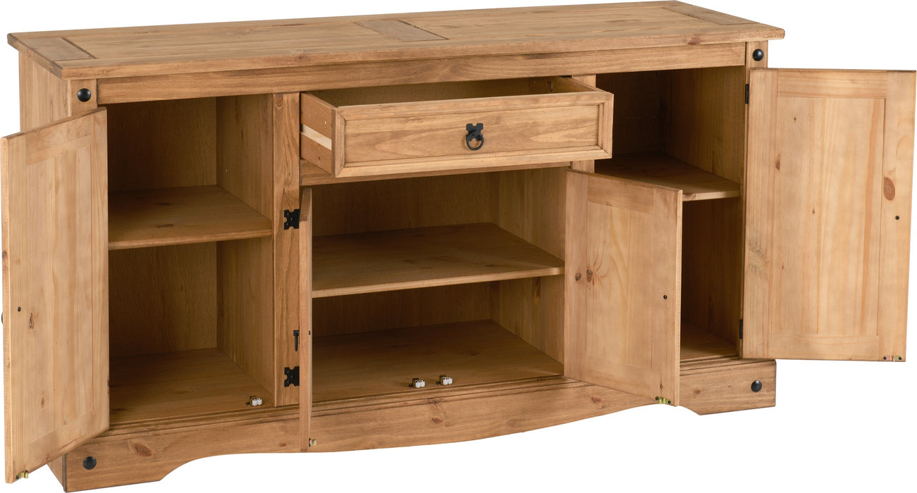 Corona 4 Door 1 Drawer Sideboard Distressed Waxed Pine