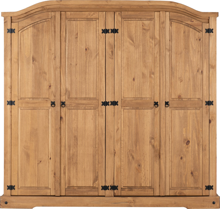 Corona 4 Door Wardrobe Distressed Waxed Pine