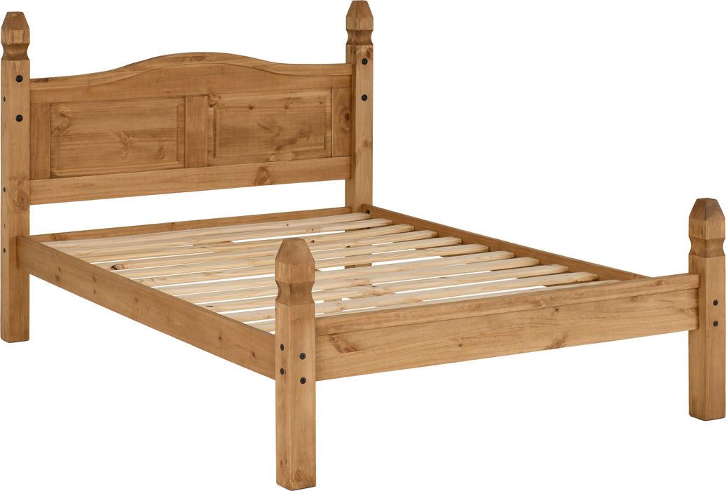 Corona 4'6" Bed Low Foot End Distressed Waxed Pine