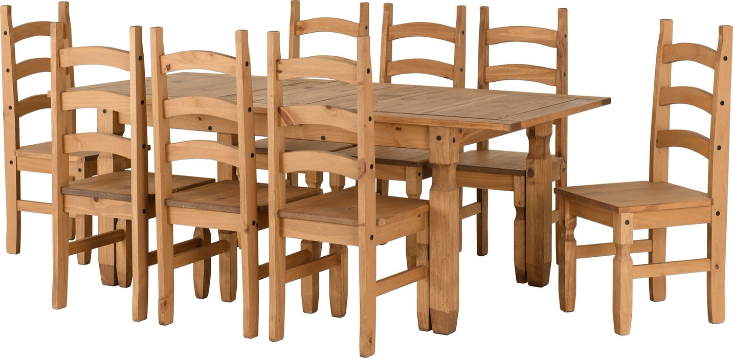 Corona Extending Dining Set (8 Chairs) Distressed Waxed Pine