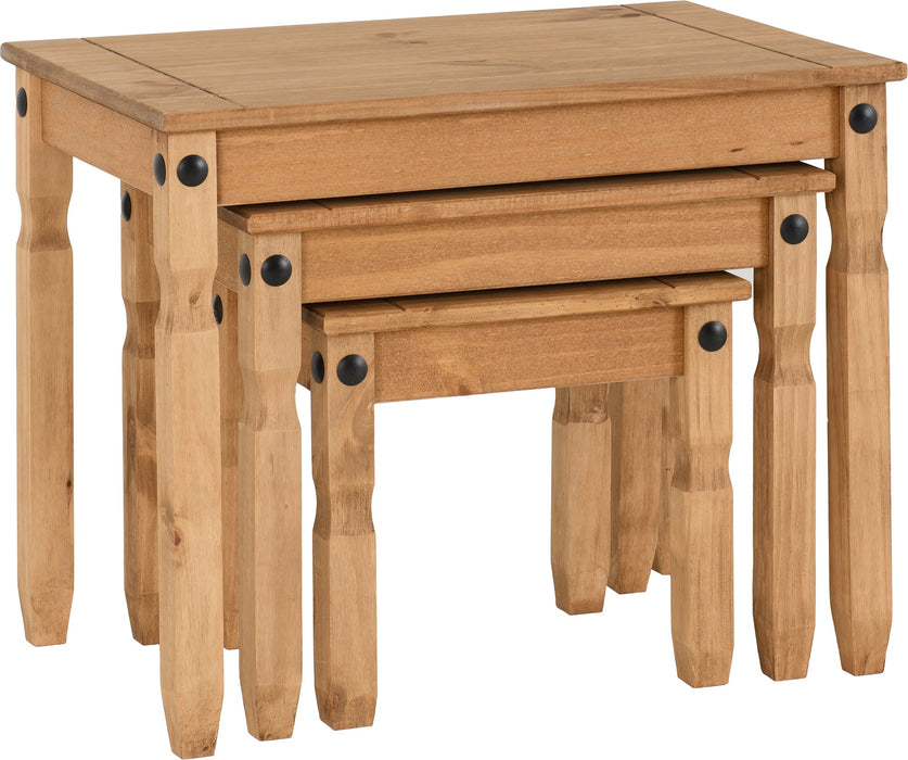 Corona Nest Of Tables Distressed Waxed Pine