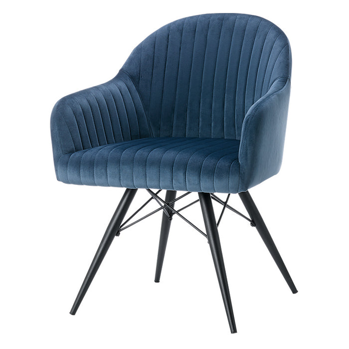 Corfu Velvet Dining Chair Blue with Black Legs (2s)