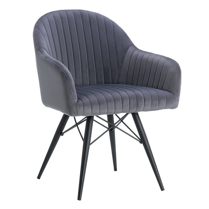 Corfu Velvet Dining Chair Grey with Black Legs (2s)