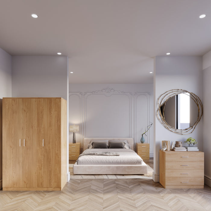 Dakota 3 Door Wardrobe Bedroom Set Oak Effect