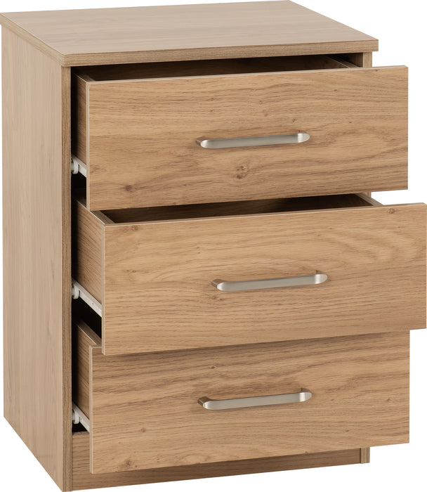 Dakota 3 Drawer Bedside Oak Effect