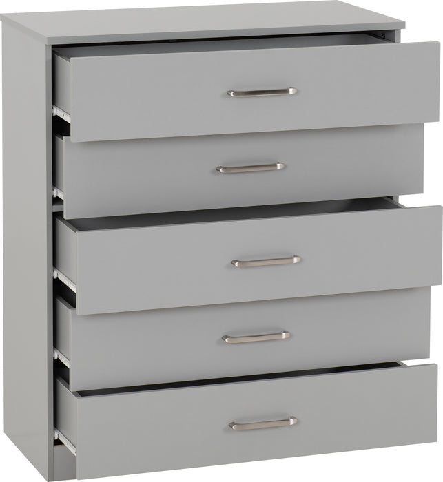 Dakota 5 Drawer Chest Light Grey
