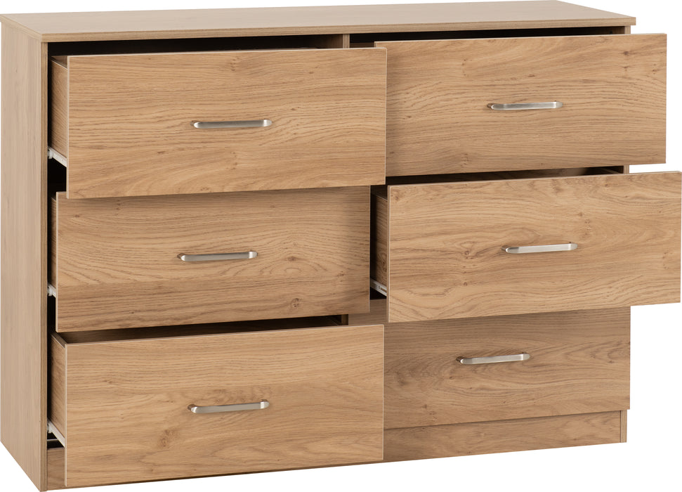Dakota 6 Drawer Chest Oak Effect