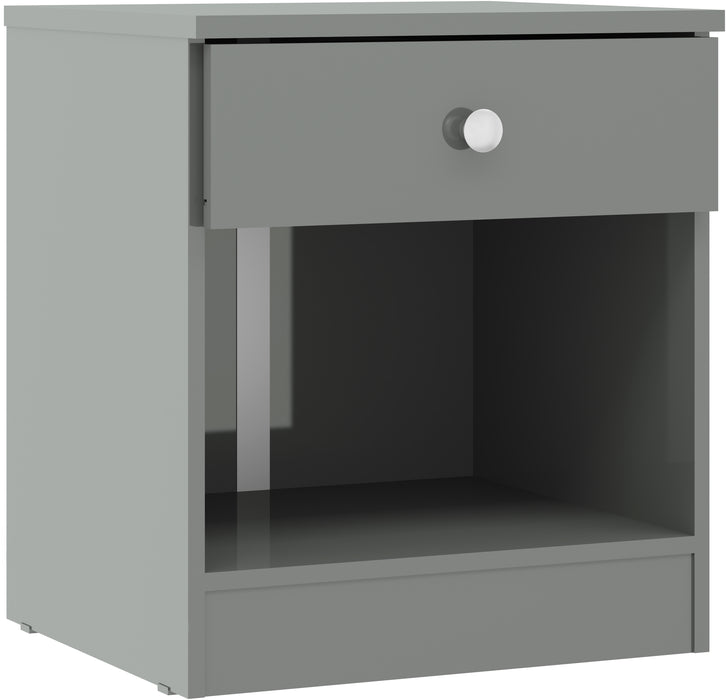 Denver 1 Drawer Bedside Grey Gloss
