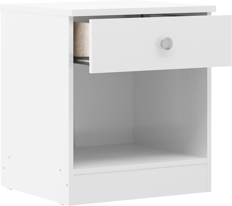 Denver 1 Drawer Bedside White Gloss