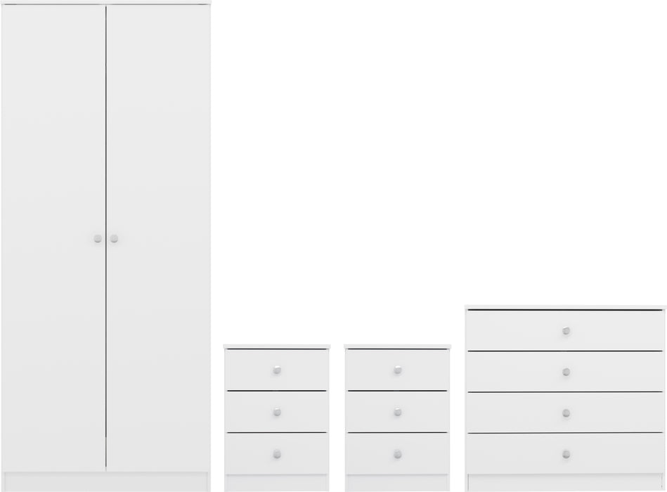 Denver 2 Door Wardrobe Bedroom Set White Gloss