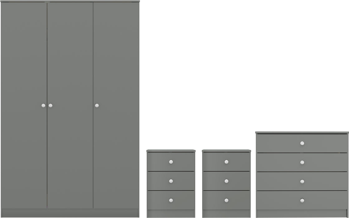 Denver 3 Door Wardrobe Bedroom Set Grey Gloss