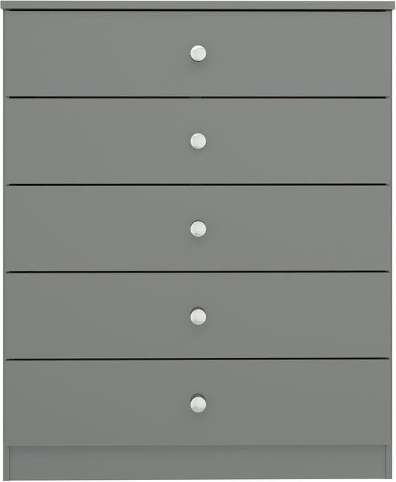 Denver 5 Drawer Chest Grey Gloss