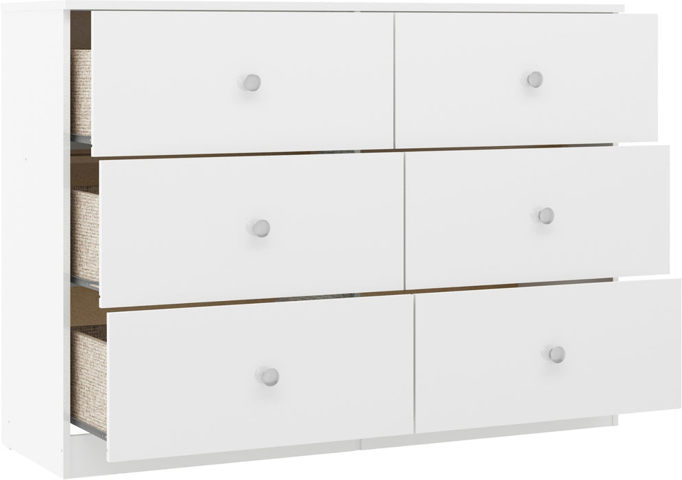 Denver 6 Drawer Chest White Gloss