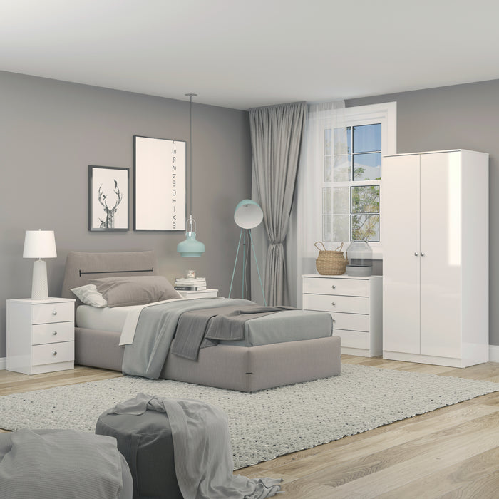 Denver 3 Drawer Bedside White Gloss