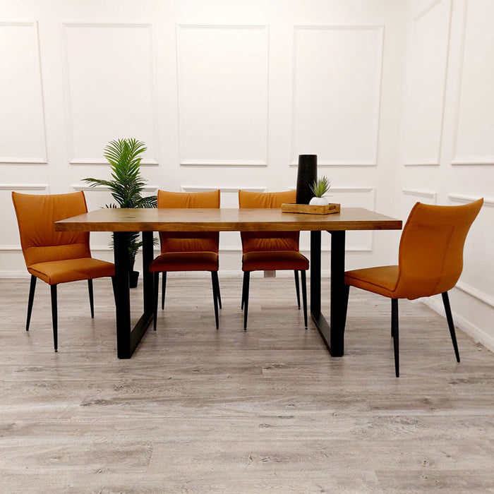 Freya 1.8 Dining Table With 4 Flora Tan Chairs