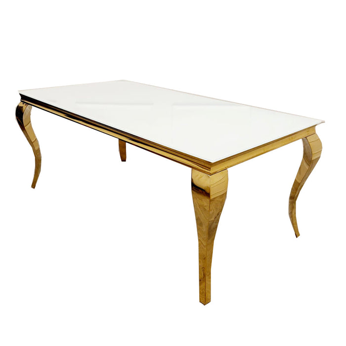 Louis Gold 1M Dining Table With Black Glass