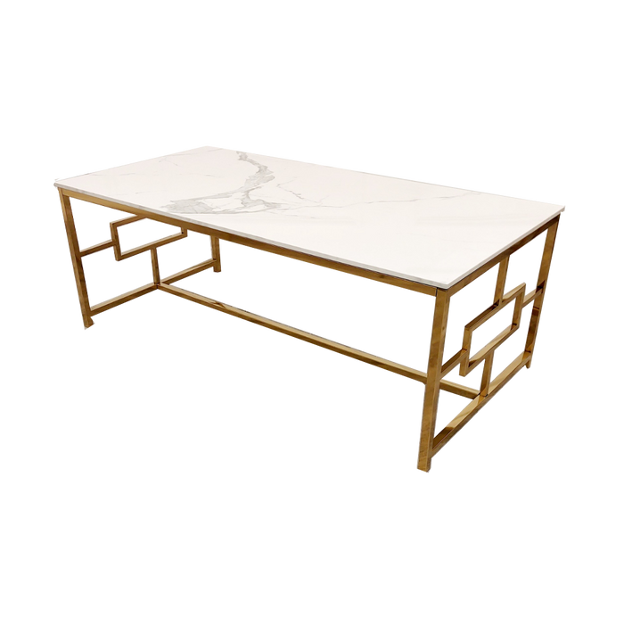 Geo Gold Coffee Table With Polar White Sintered Top