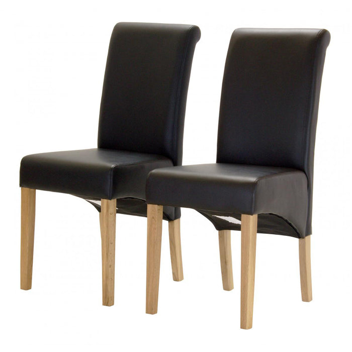 Havana PU Chair with Oak Legs Black