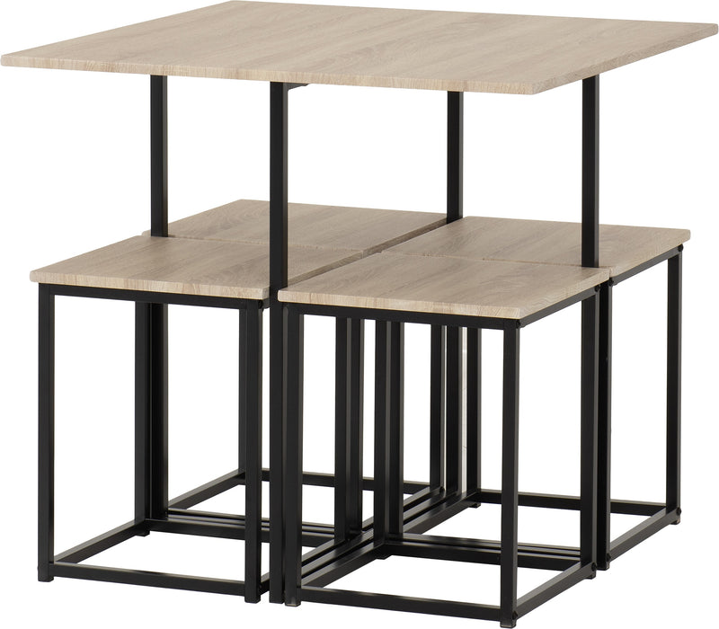 Kent 1+4 Stowaway Dining Set Sonoma Oak Effect/Black