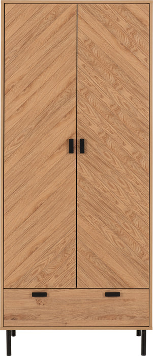 Leon 2 Door 1 Drawer Wardrobe Medium Oak Effect