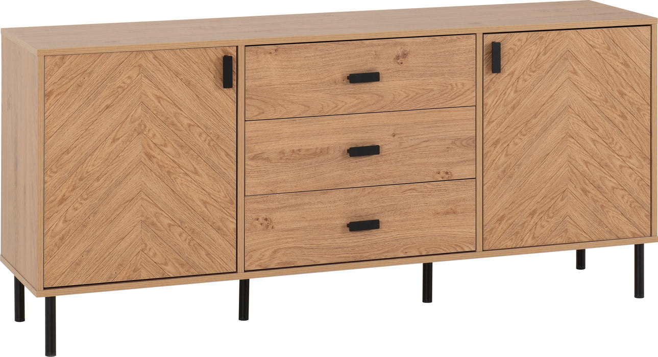 Leon 2 Door 3 Drawer Sideboard Medium Oak Effect