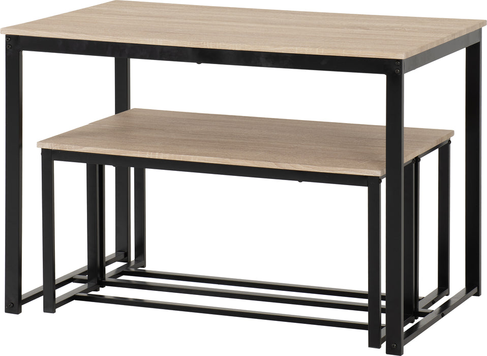 Lincoln 1+2 Dining Bench Set Sonoma Oak Effect/Black