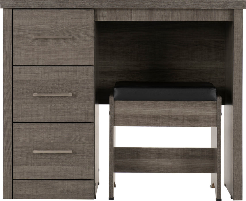 Lisbon 2 Piece Dressing Table Set Black Wood Grain/Black Faux Leather
