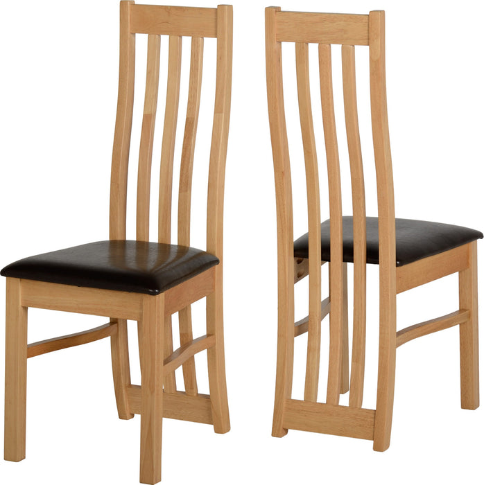 Ainsley Chair (Box of 2) Oak Veneer/Brown Faux Leather