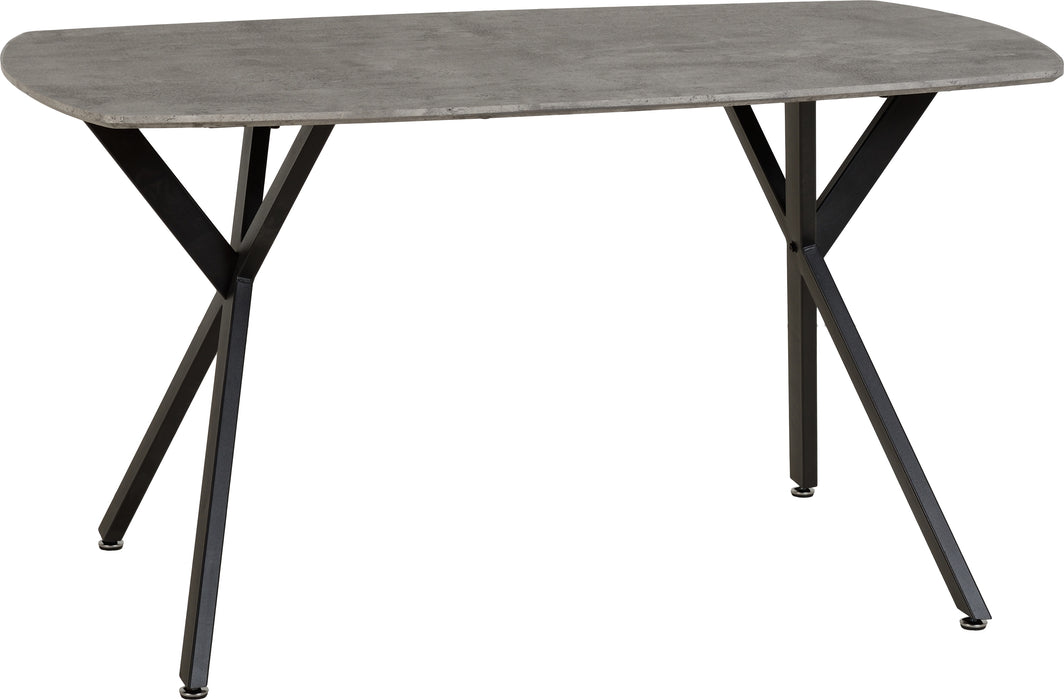 Athens Rectangular Dining Set with Lukas Chairs Concrete Effect/Black/Baby Pink Velvet